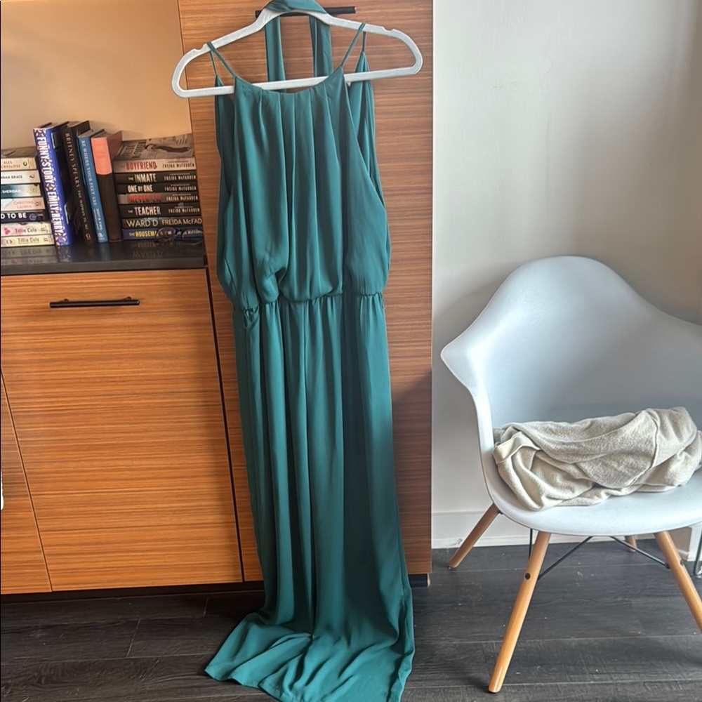 Lush Green Halter Maxi jumpsuit for Weddings